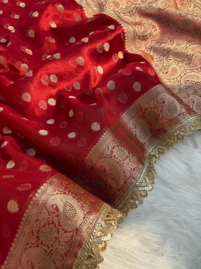 Arzoo Royal Red Tissue Silk Saree