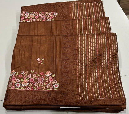Bela Brown Tussar Saree