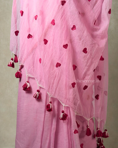 Ishq Pink Mul Cotton Saree