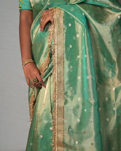 Gulnaaz Green Tissue Silk Saree