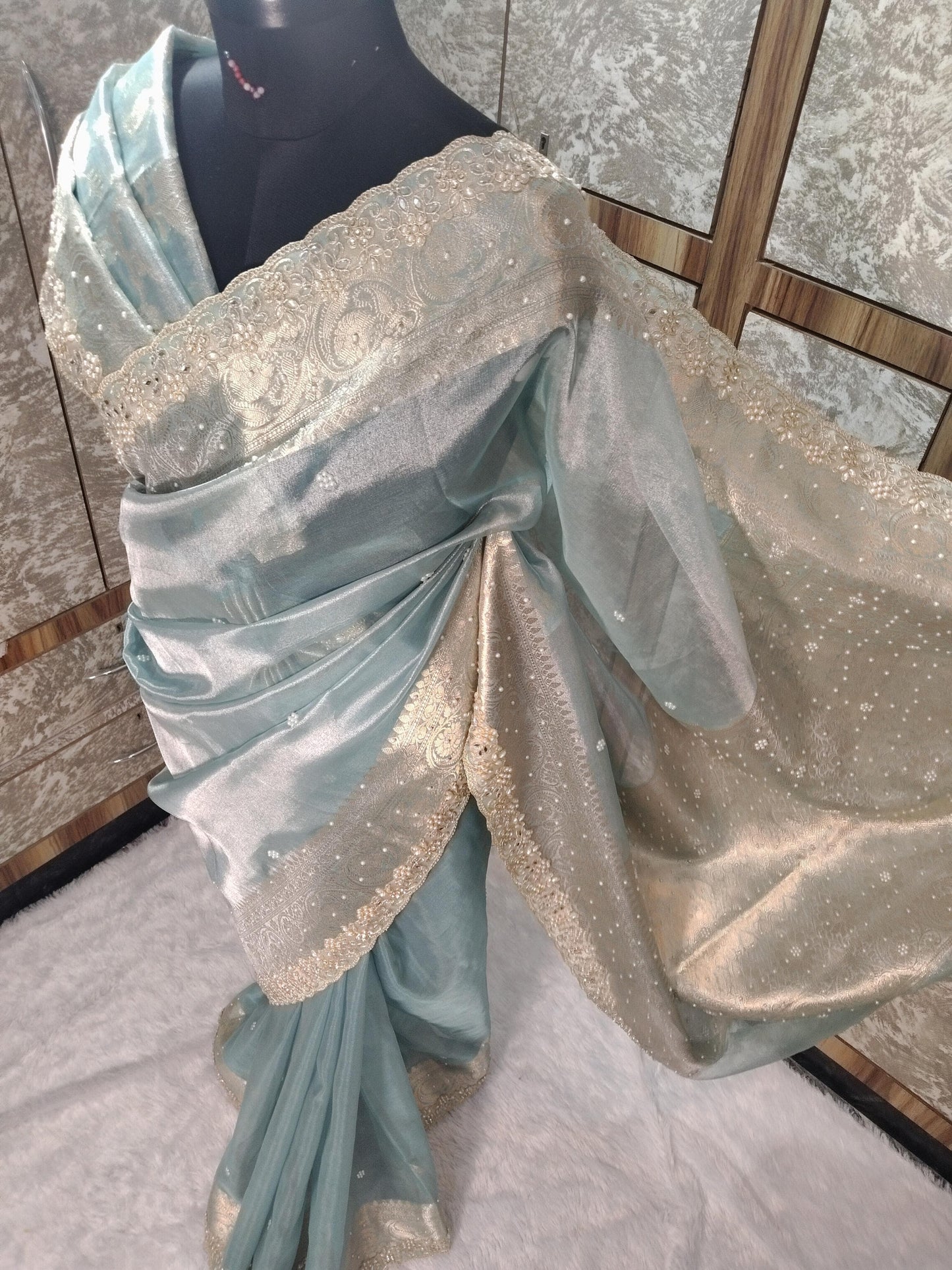 Nora Blue Tissue Silk Saree