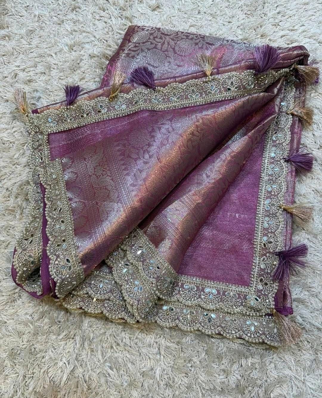 Vihana Lavender Mauve Kanjivaram Tissue Silk Saree