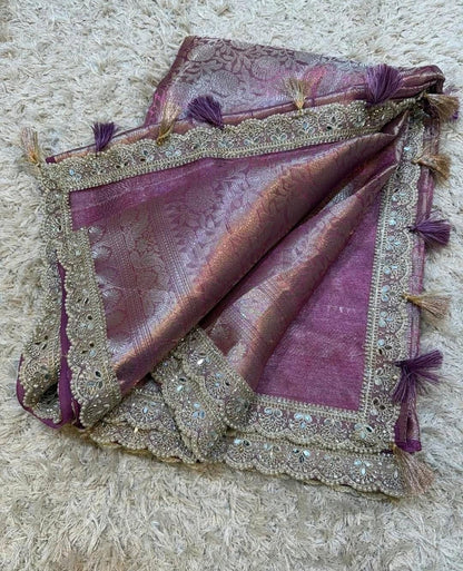 Vihana Lavender Mauve Kanjivaram Tissue Silk Saree