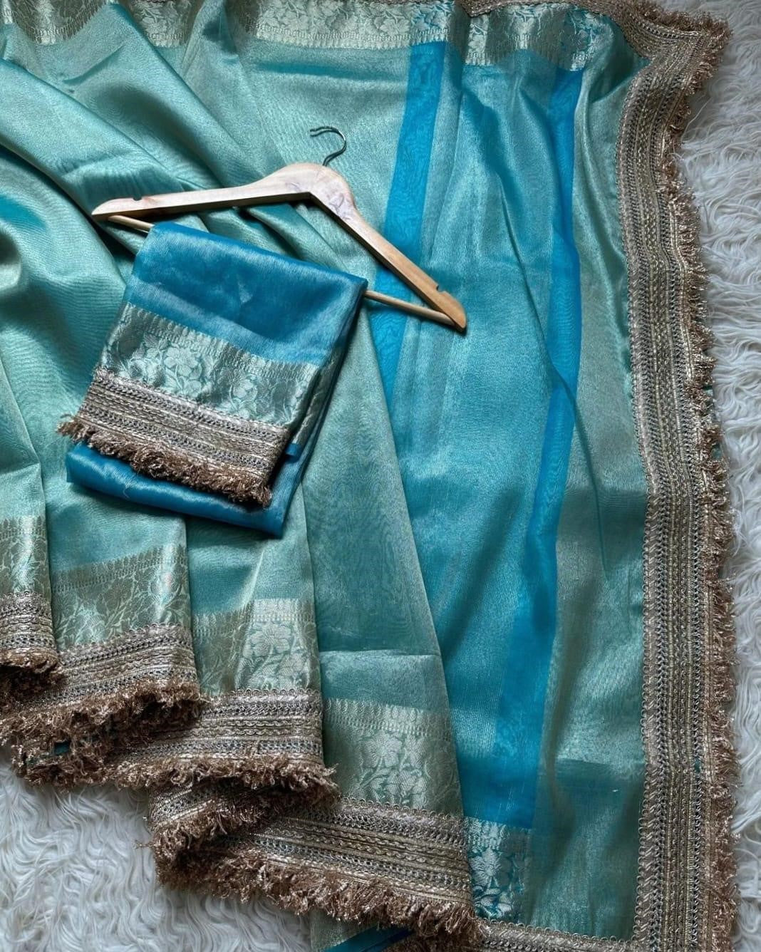 Noor Blue Tissue Silk Saree