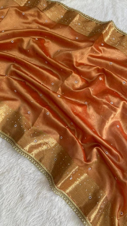 Aafreen Peach Tissue Silk Saree