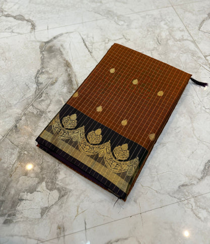 Tanirika Rust Brown Semi Gadwal Silk Saree