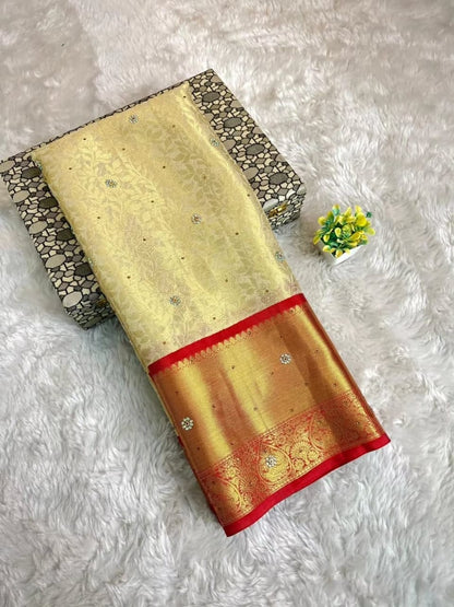 Sarika Champagne Gold Soft Kanchi Silk Saree