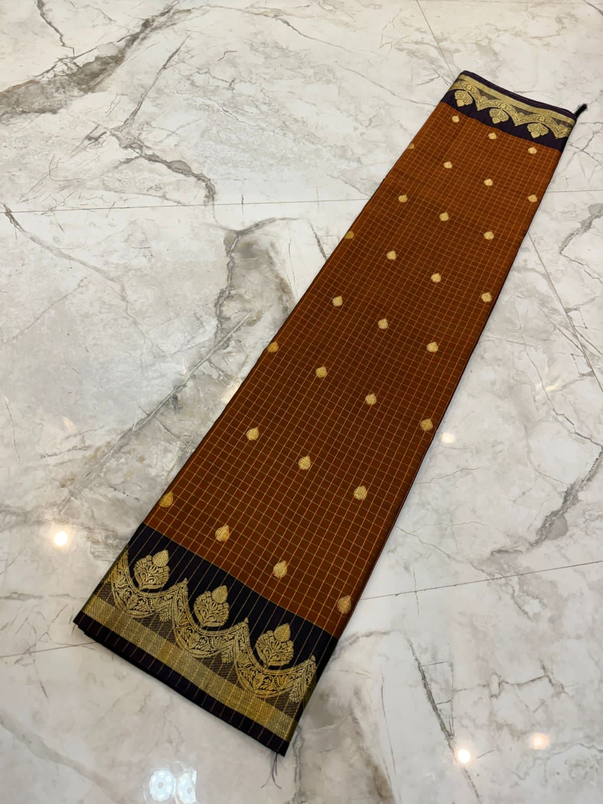 Tanirika Rust Brown Semi Gadwal Silk Saree