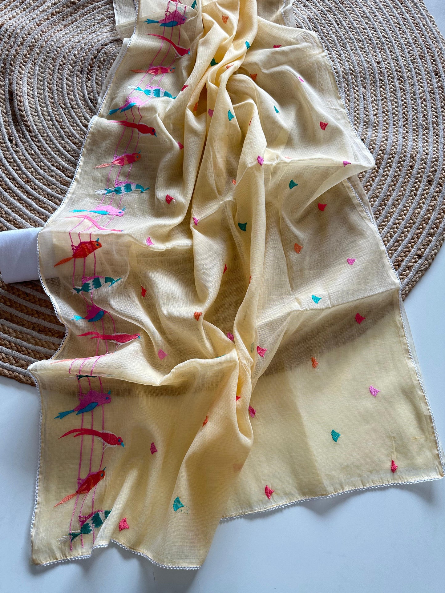 Tia Buttercream Yellow Premium Doriya Saree
