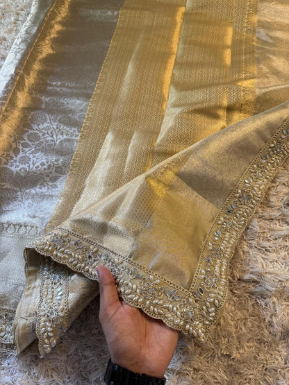 Ishara Golden Kanchi Tissue Silk
