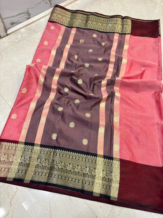 Janaki Blush Pink Semi Katan Silk Saree