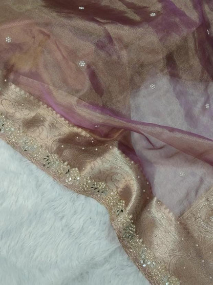 Fariha Pink Tissue Silk Saree