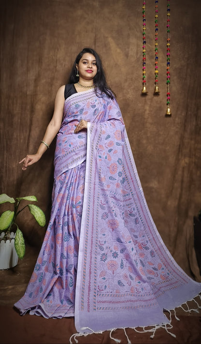 Prakriti Lavender Khadi Cotton Saree