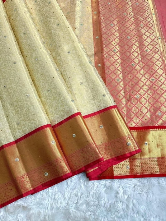 Sarika Champagne Gold Soft Kanchi Silk Saree
