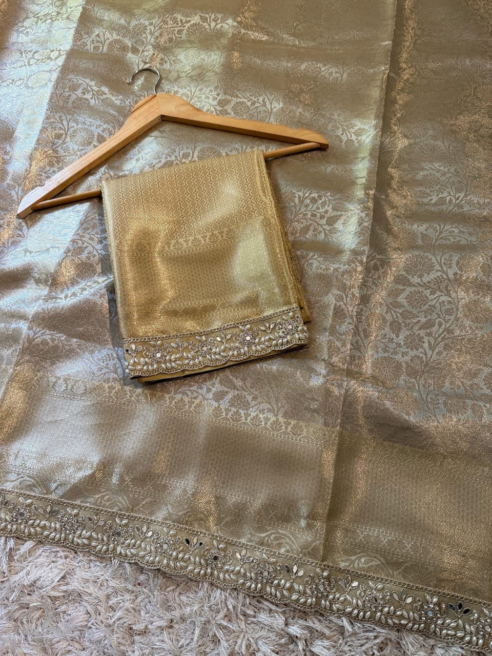 Ishara Golden Kanchi Tissue Silk