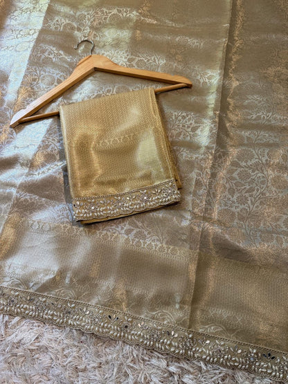 Ishara Golden Kanchi Tissue Silk