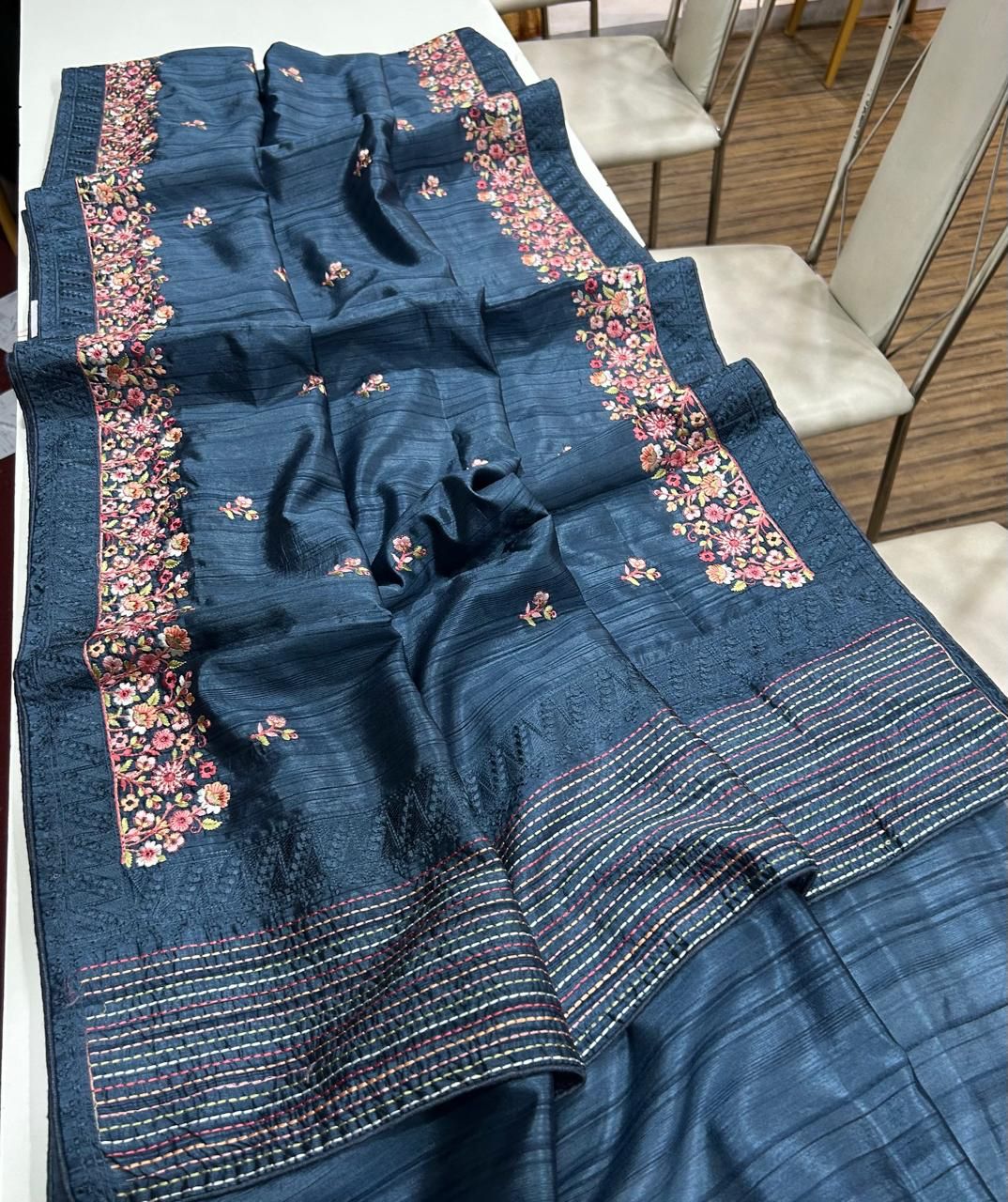 Bela Blue Tussar Saree