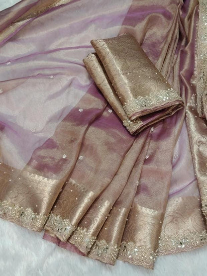 Fariha Pink Tissue Silk Saree