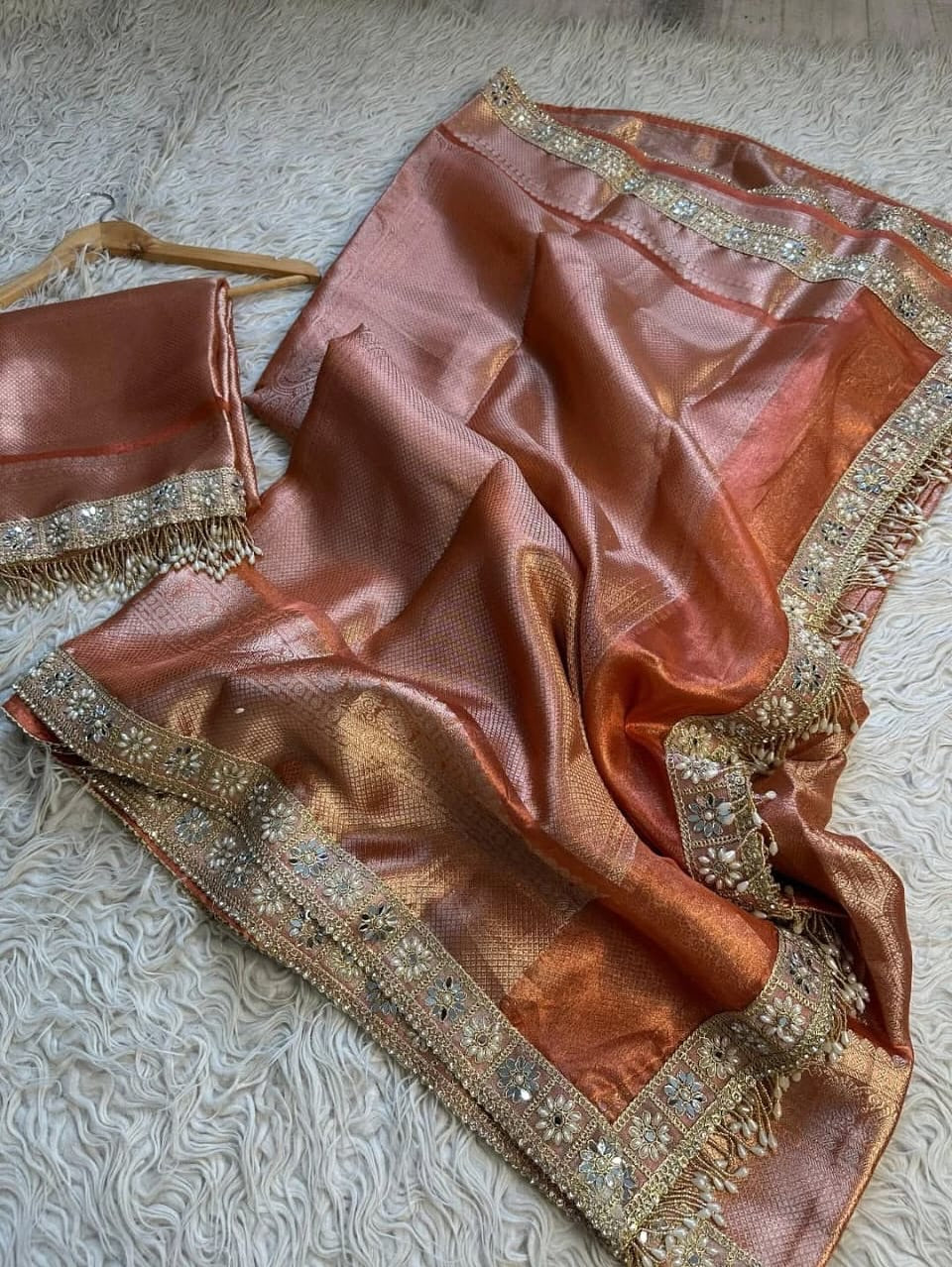 Naira Orange Tissue Silk Saree