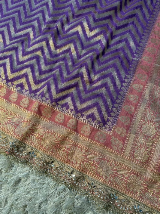 Saanvi Purple & Rose Katan Georgette Silk Saree