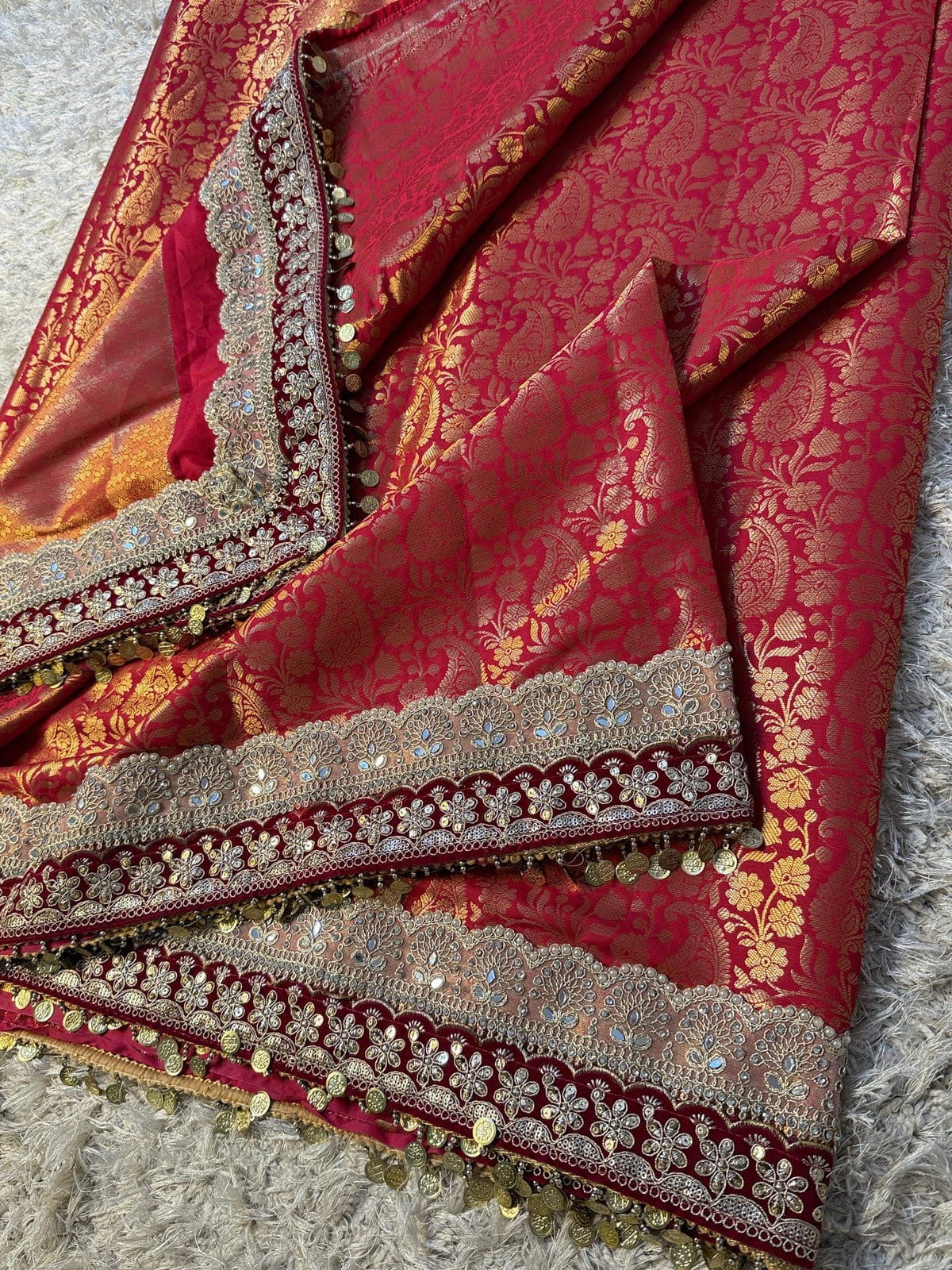 Zohra Crimson Red Banarasi Katan Silk Saree