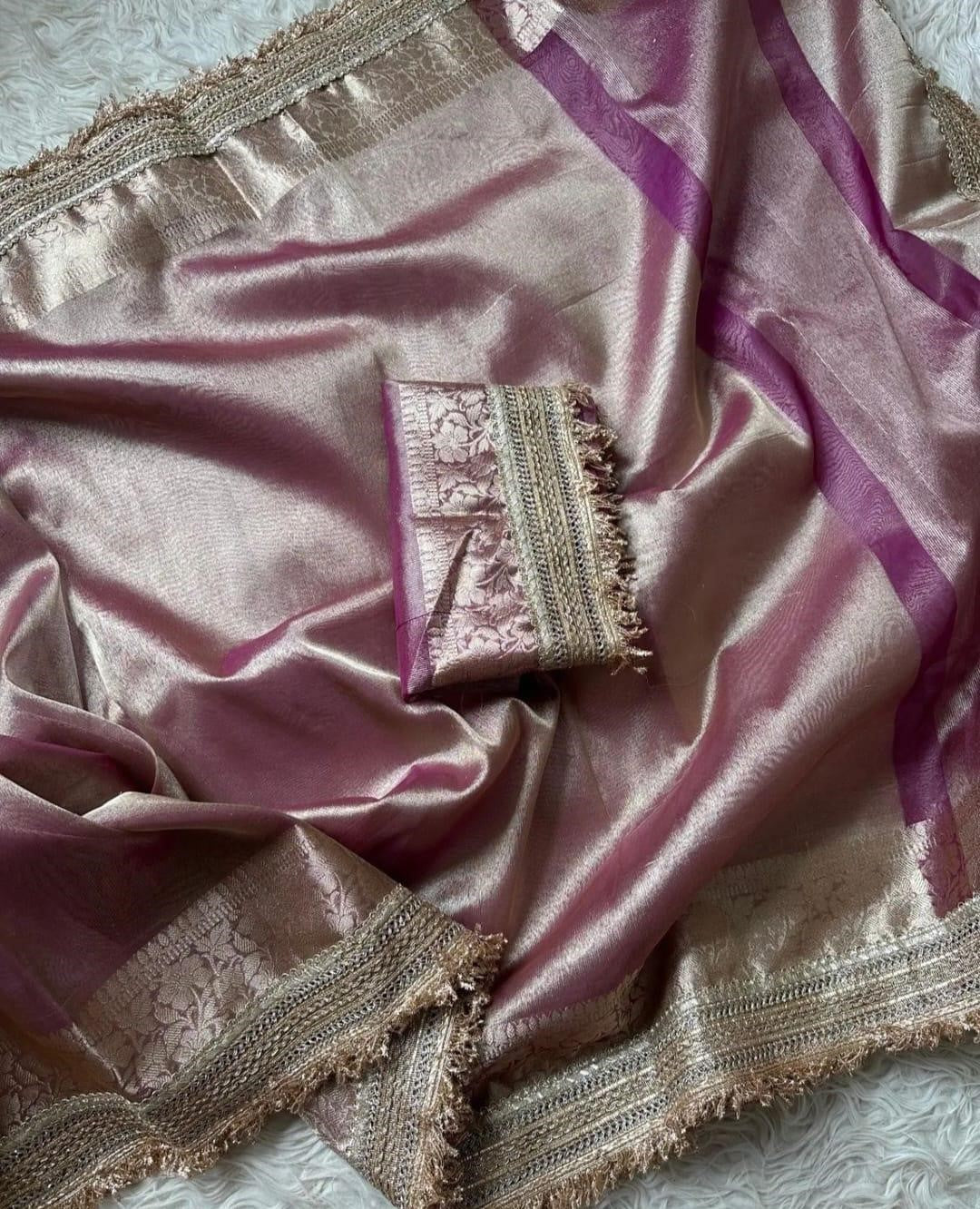 Noor Wine Tissue Silk Saree