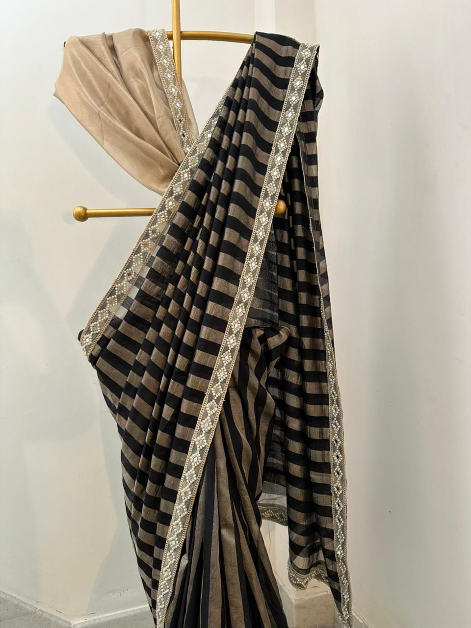 Noir Black Banarasi Soft Tissue Silk Saree