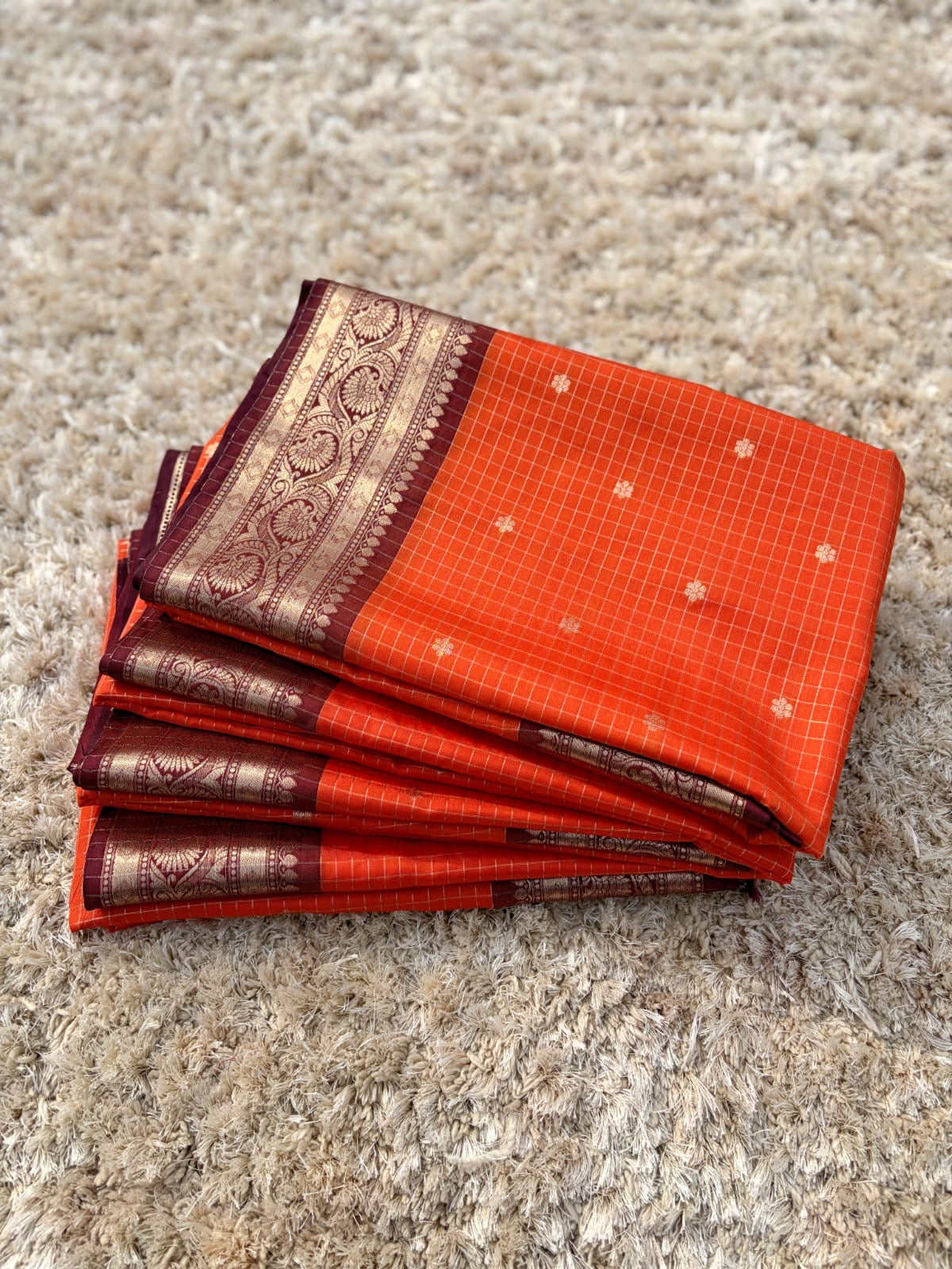 Sharada Orange Semi Gadwal Silk Saree