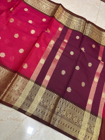 Janaki Ruby Pink Semi Katan Silk Saree