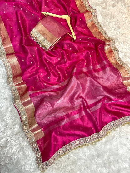 Suhani Pink Red Tissue Silk Saree