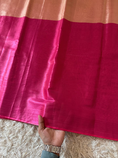 Myra Pink Chanderi Tissue Silk Saree