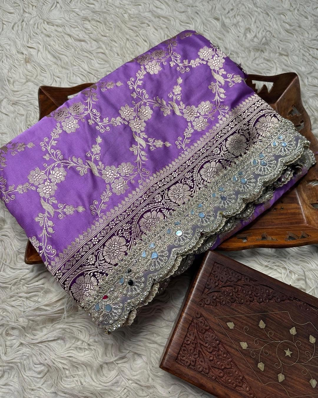 Aadhira Lavender Soft Mashru Katan Silk Saree