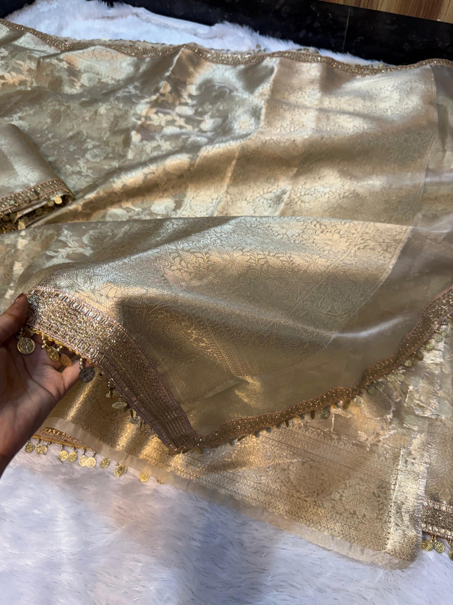 Meera Ivory Tissue Silk Saree