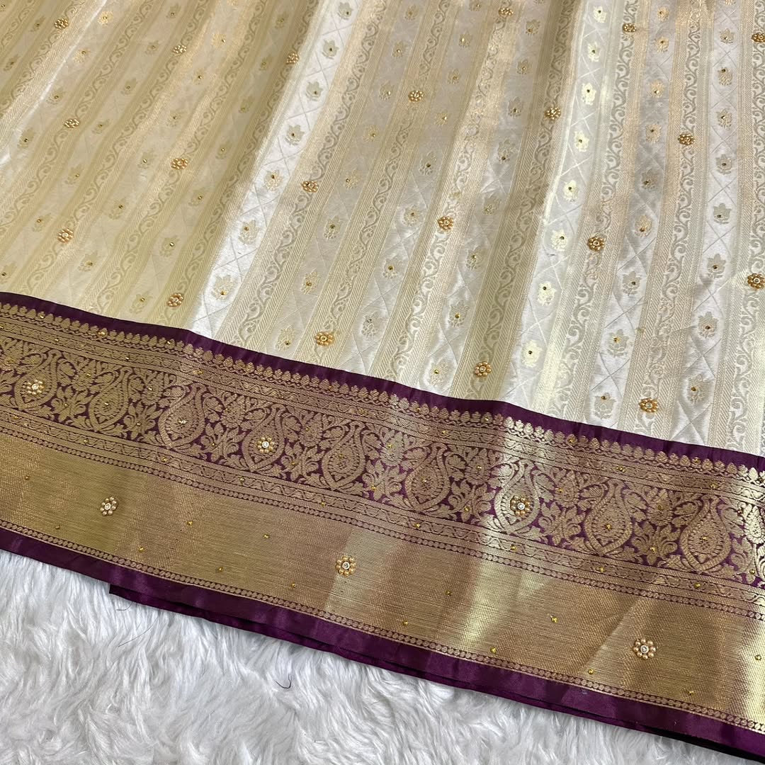 Sarika Ivory Cream Soft Kanchi Silk Saree