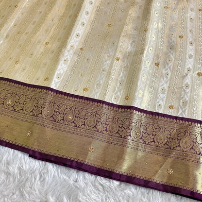 Sarika Ivory Cream Soft Kanchi Silk Saree
