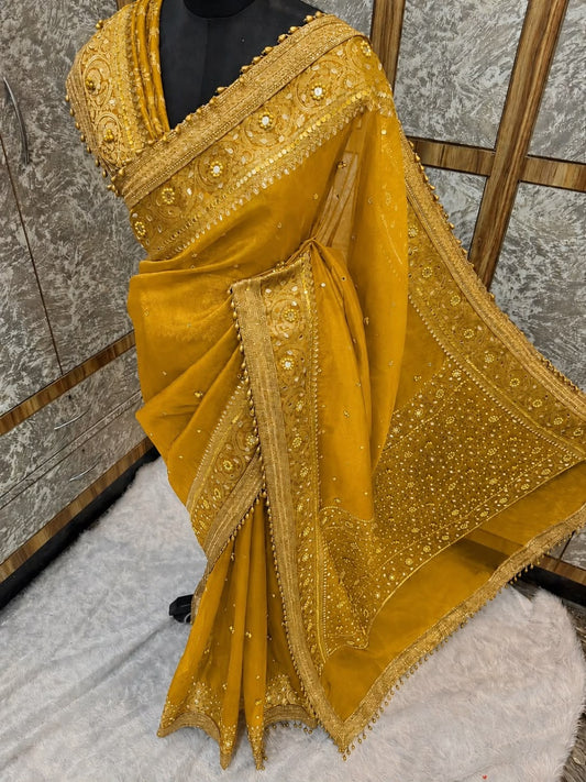 Jhanak Ghungroo Yellow Tissue Silk Saree