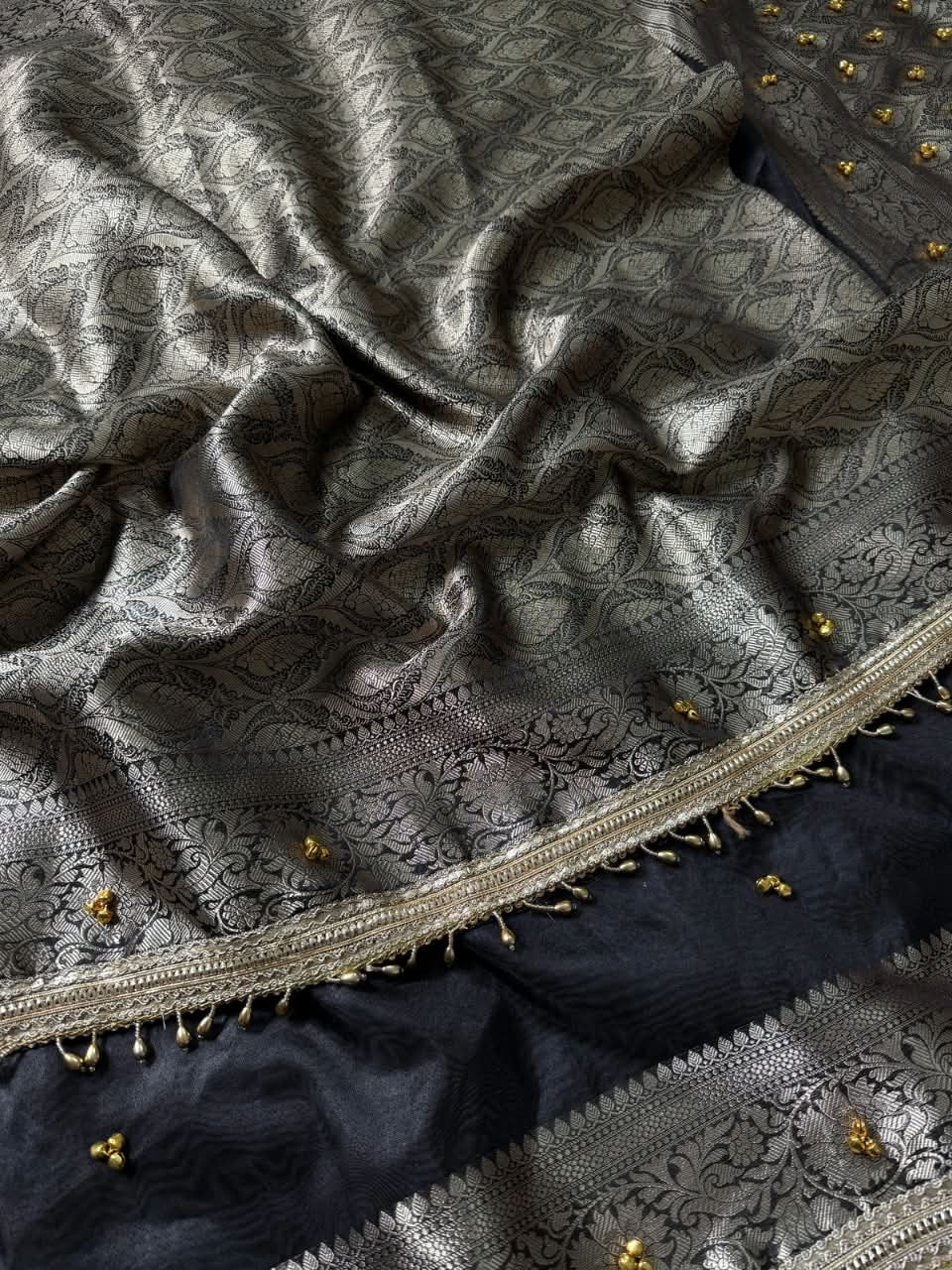 Runa Ghungroo Black Tissue Silk Saree