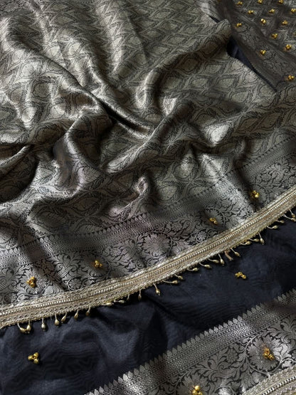 Runa Ghungroo Black Tissue Silk Saree