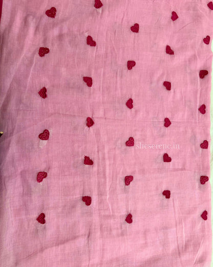 Ishq Pink Mul Cotton Saree