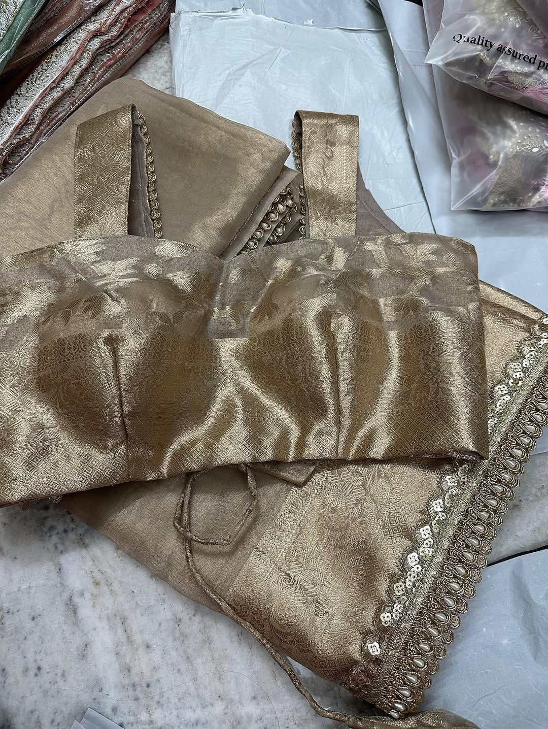 Charvi Ivory Tissue Silk Saree