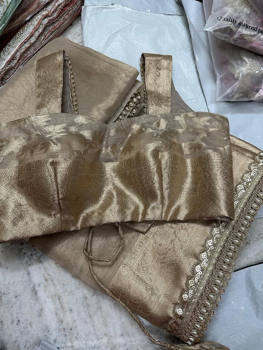 Charvi Ivory Tissue Silk Saree