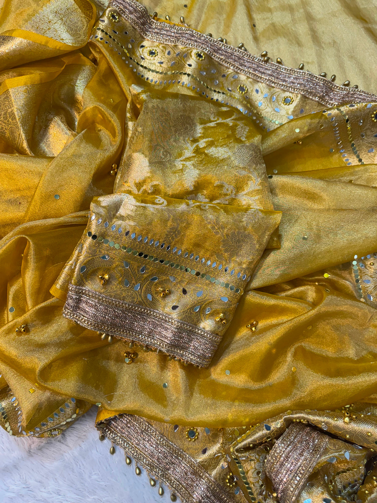 Jhanak Ghungroo Yellow Tissue Silk Saree
