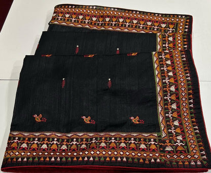 Resha Black Tussar Saree