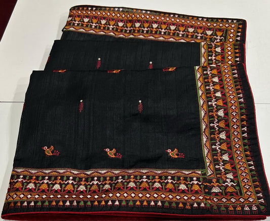 Resha Black Tussar Saree