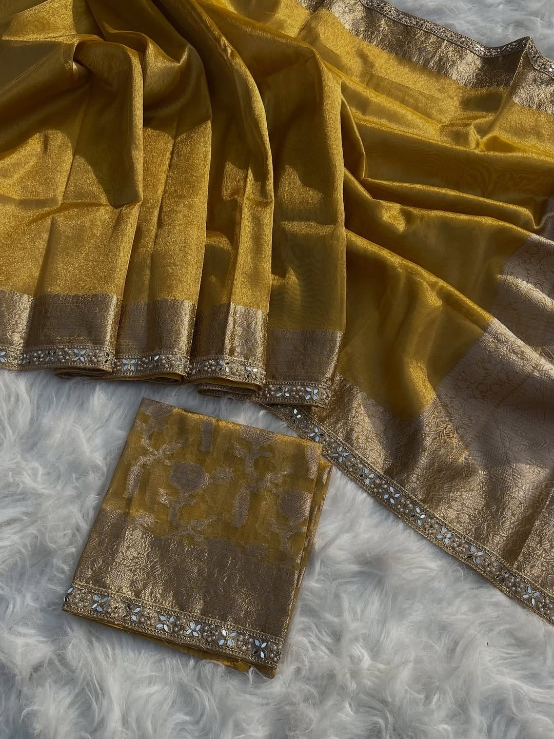 Inara Yellow Soft Tissue Silk Saree