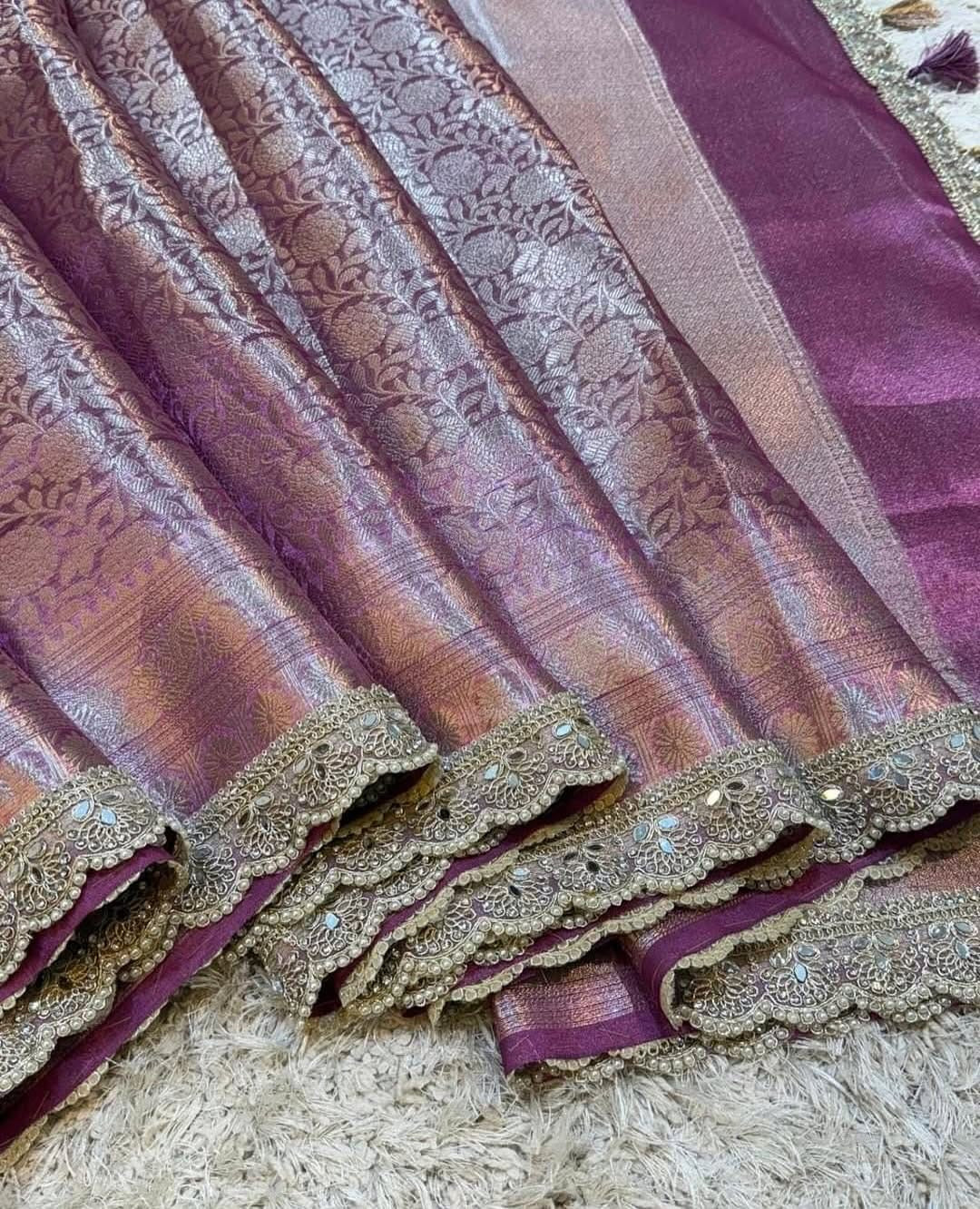 Vihana Lavender Mauve Kanjivaram Tissue Silk Saree
