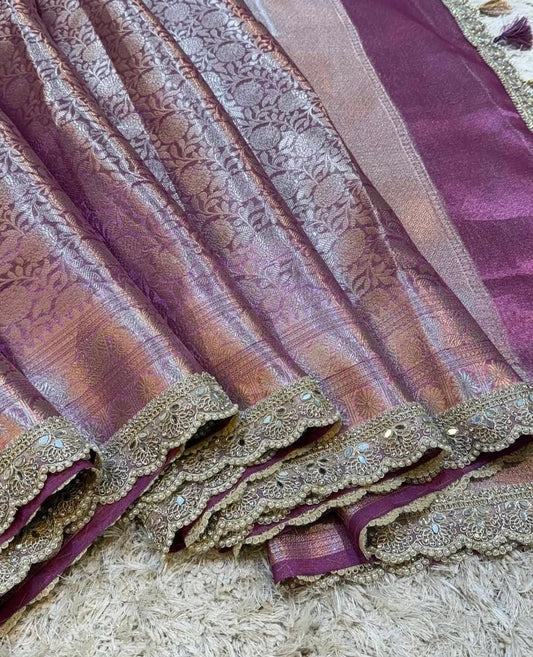 Vihana Lavender Mauve Kanjivaram Tissue Silk Saree