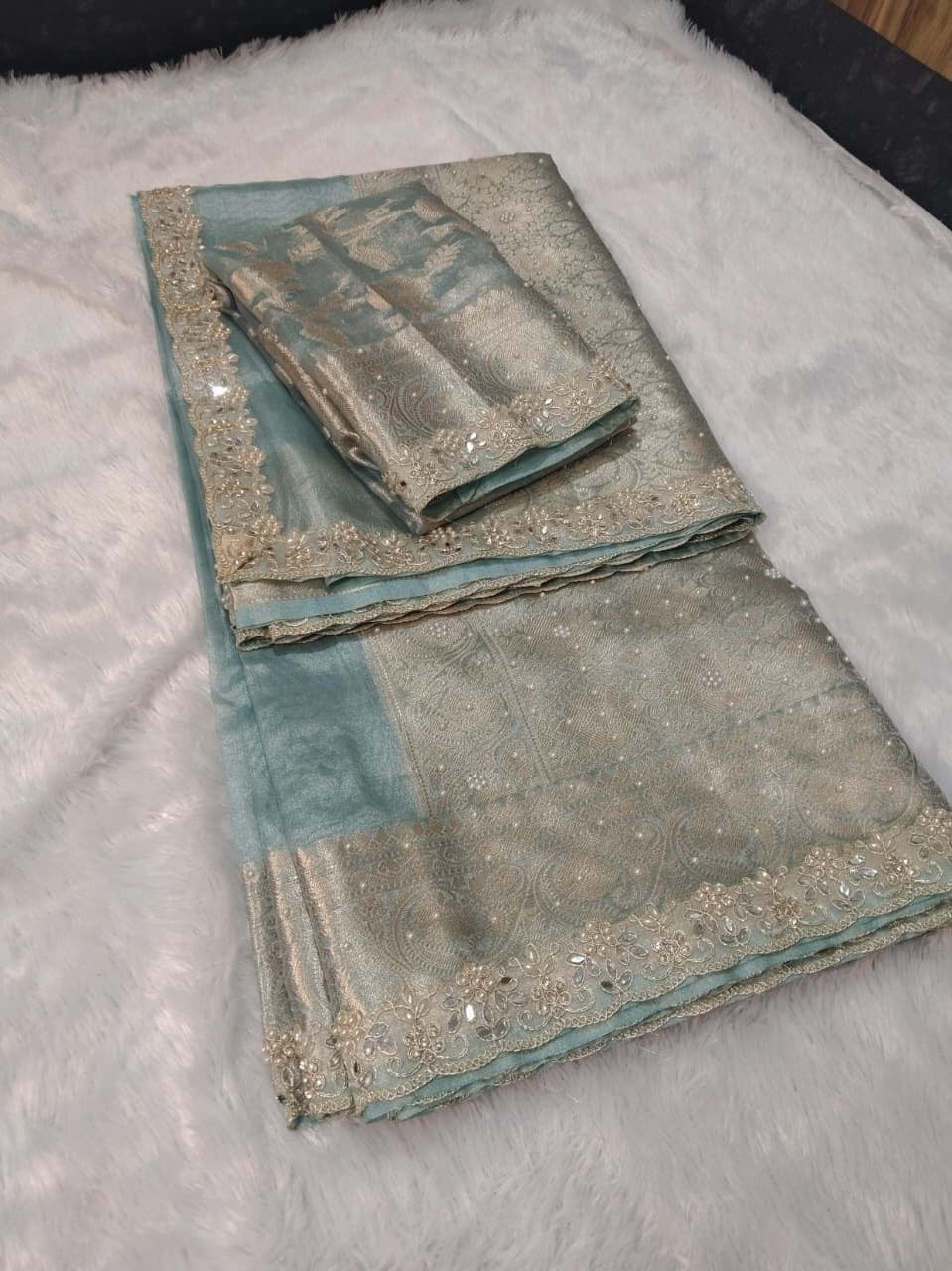 Nora Blue Tissue Silk Saree