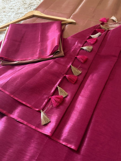 Myra Pink Chanderi Tissue Silk Saree