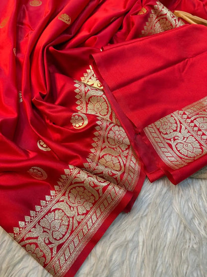 Rangrez Sonakshi Sinha inspired Red Mashru Katan Silk Saree